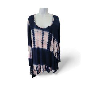 Etiquette Dark Blue Shibori Tye Die Tunic Layering Blouse